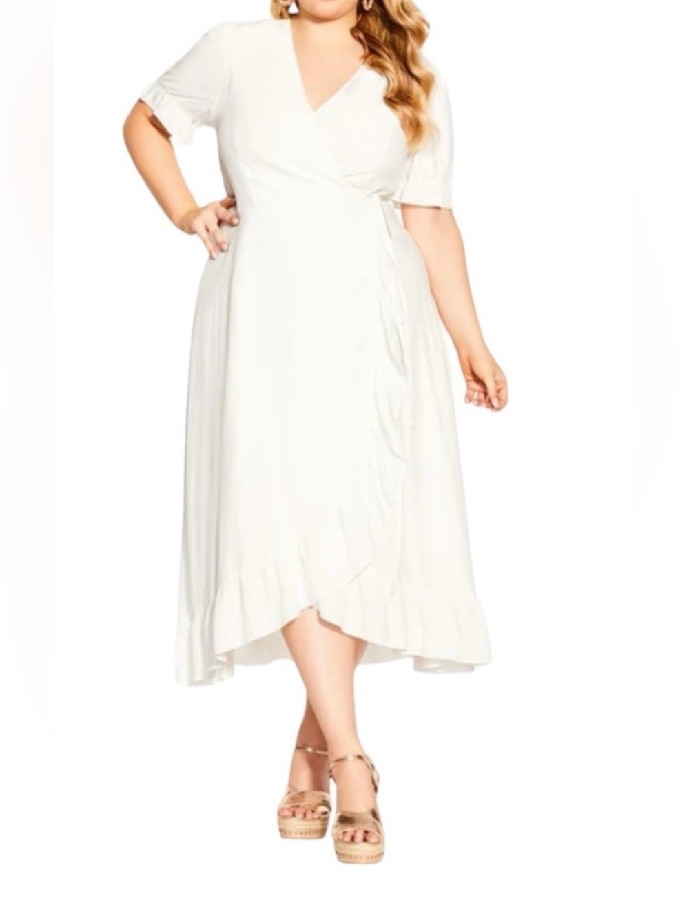 City Chic Fiesta Fun Ruffle Wrap Dress